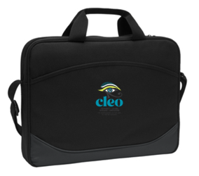 Laptop bag with CLEO logo embroidered on the front